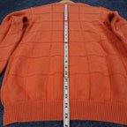 IZOD Sweater Mens Medium Orange 100% Cotton Crewneck Grid Texture Knit Classic - take2supply