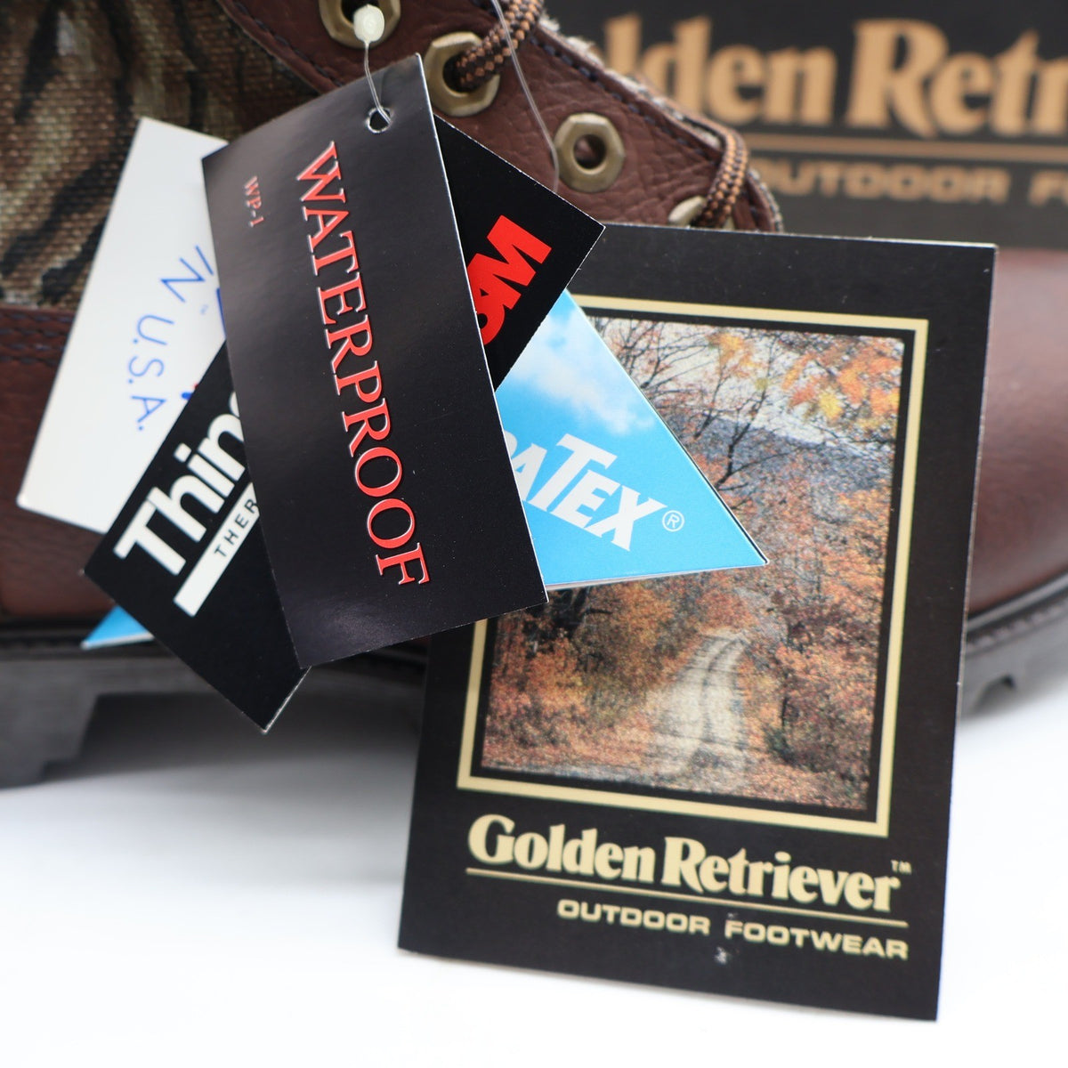 Golden Retriever Hunting Boots Mens 9 Vintage Brown Camo Waterproof Thinsulate - take2supply