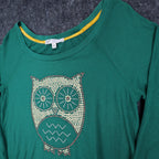 Jolt Owl Studded Thermal Top Womens Large Green Waffle Knit Raglan NWT - take2supply