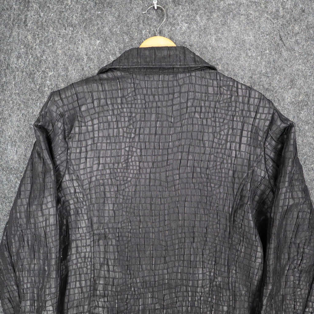N Touch Zip Up Jacket Womens 14 Black Textured Crinkle Mock Neck New NWT - take2supply