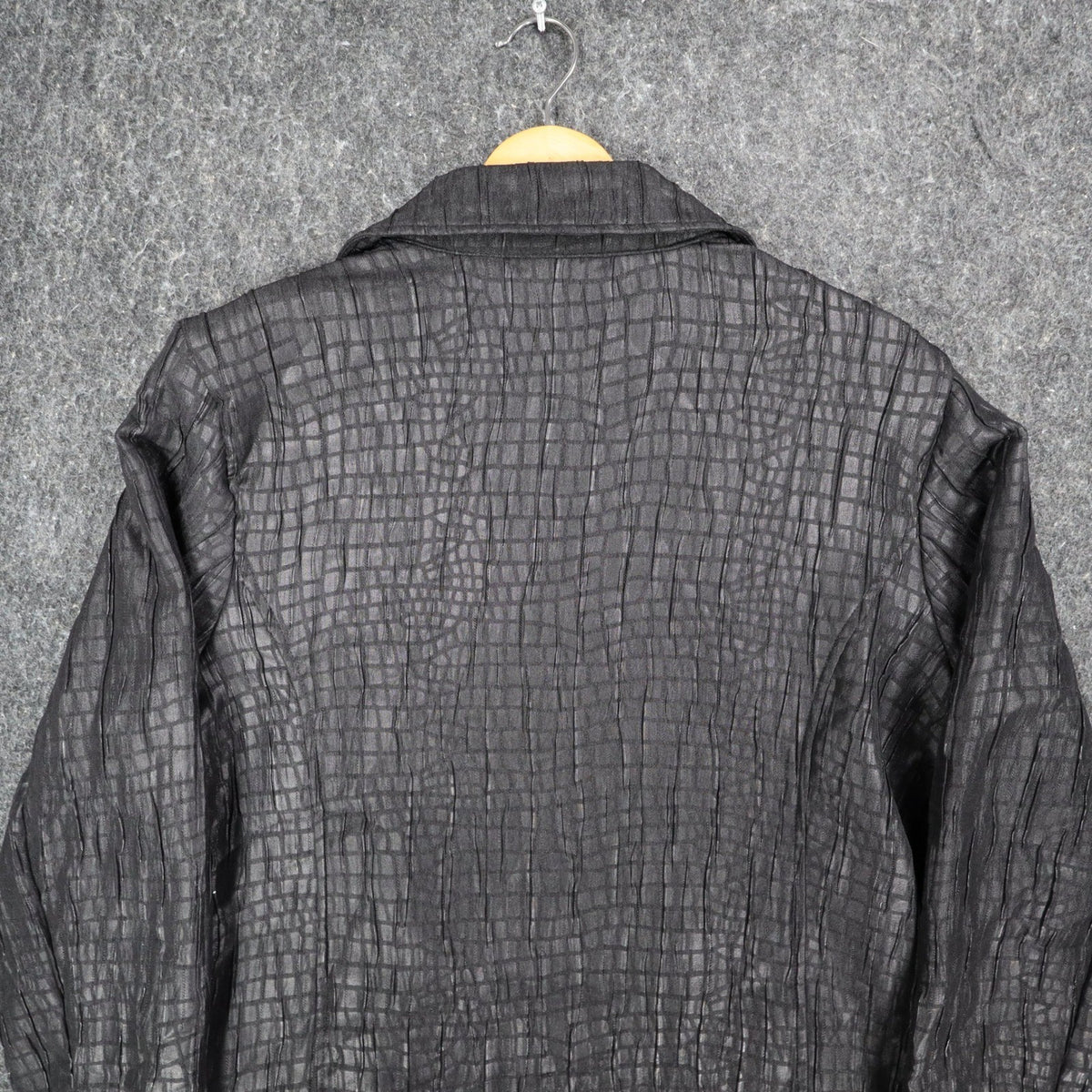 N Touch Zip Up Jacket Womens 14 Black Textured Crinkle Mock Neck New NWT - take2supply