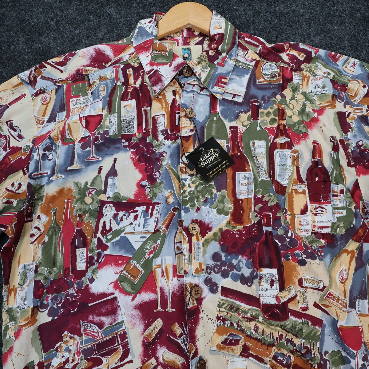 Kahala Button Up Shirt Mens Small Multicolor Excellent Wine Vineyard Print - take2supply