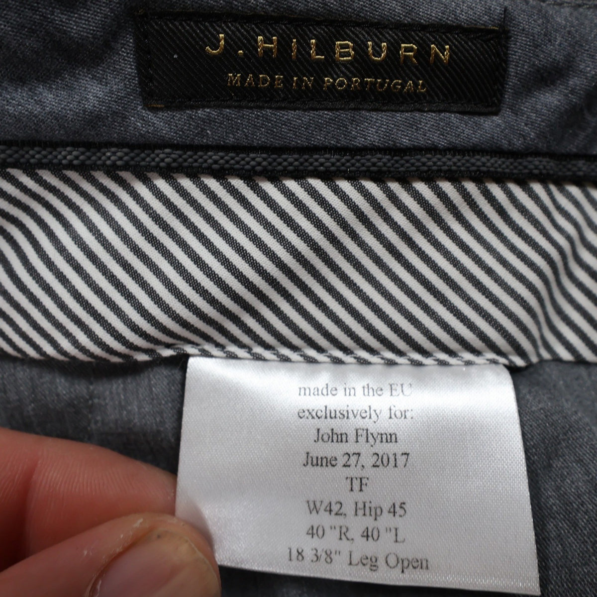J. Hilburn Dress Pants Mens W42 Grey Wool Vitale Barberis Canonico Slacks - take2supply