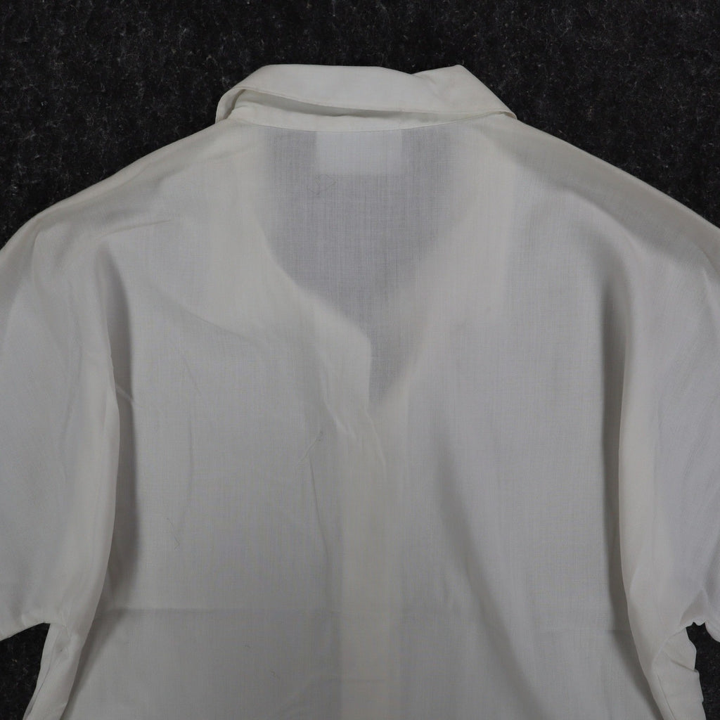 Xtrovert Blouse Womens 10 White Geometric Embroidered Short Sleeve USA NOS NWT - take2supply