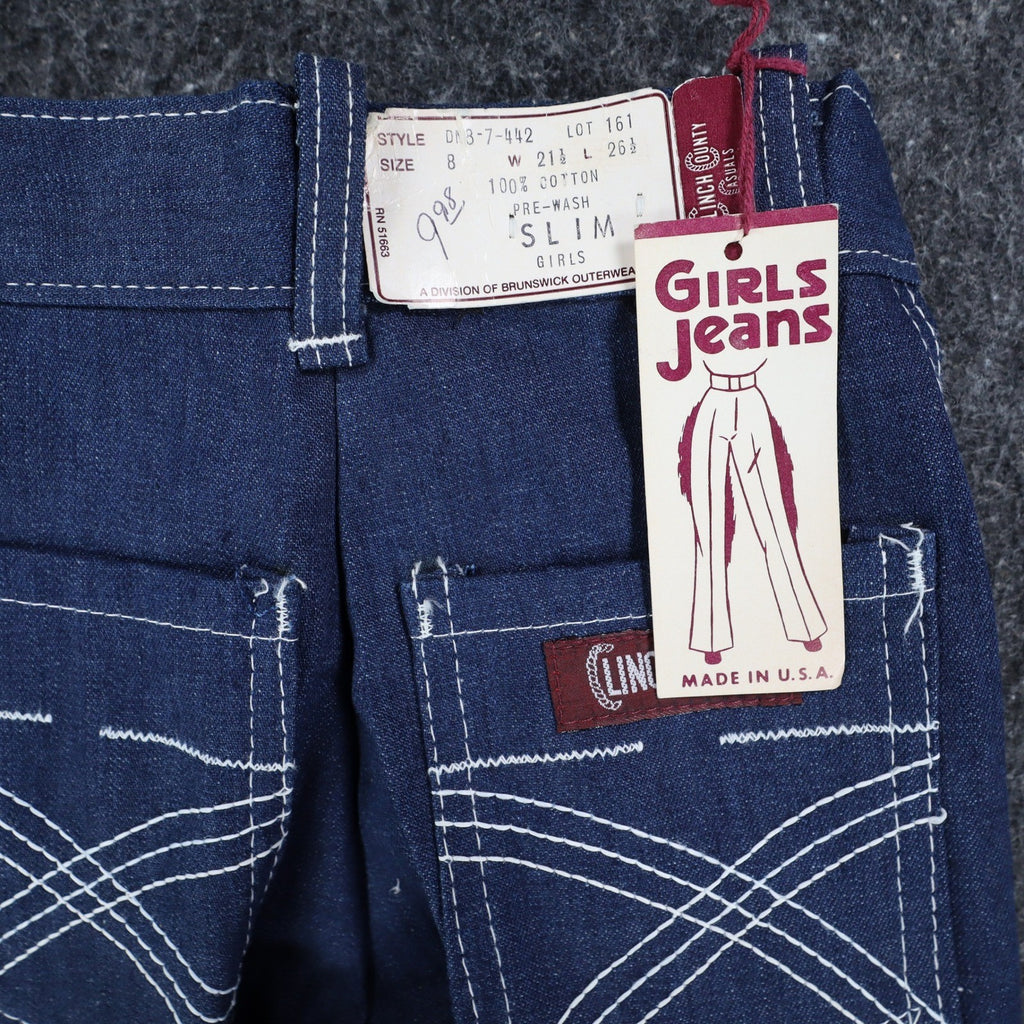 Vintage Clinchers Girls Jeans 8 Slim Blue Flare Leg Cotton USA NWT - take2supply