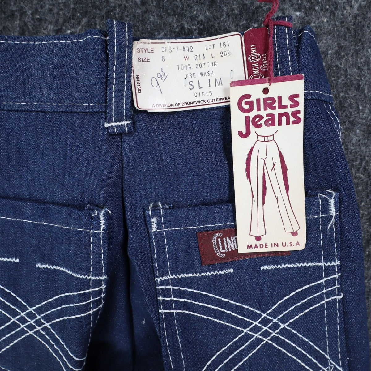 Vintage Clinchers Girls Jeans 8 Slim Blue Flare Leg Cotton USA NWT - take2supply