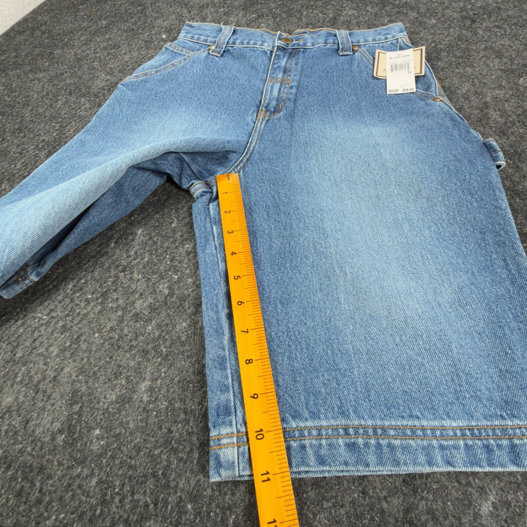 John Deere Y2K Carpenter Denim Shorts Boys 16 Stone Wash Blue NWT Vintage Style - take2supply