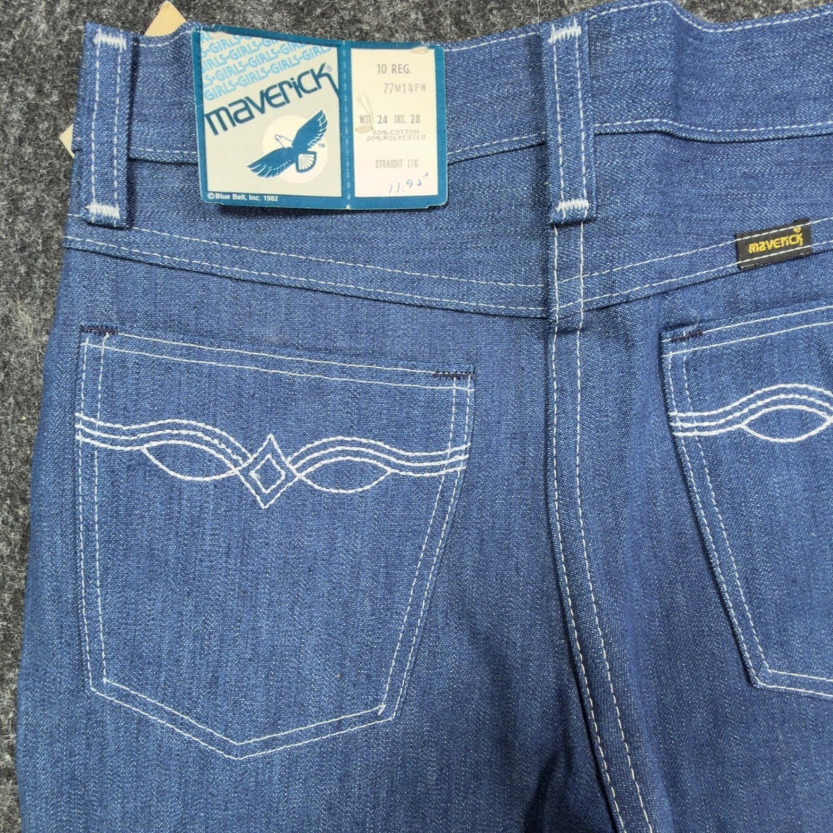 Maverick Vintage 80s Jeans Girls 10 Reg Blue Straight Leg NOS NWT 24x28 - take2supply