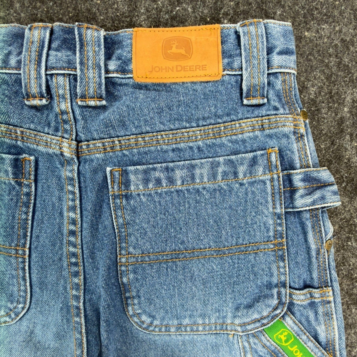 John Deere Y2K Carpenter Denim Shorts Boys 10 Blue Stone Wash NWT Deadstock - take2supply