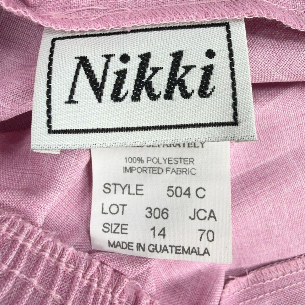 Nikki Vintage 90s Elastic Waist Pants Women 14 Rose Pink Polyester NWT Deadstock - take2supply