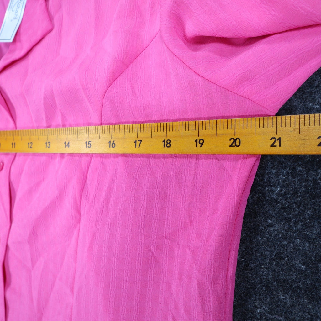 Claudia Richard Blouse Womens Small Pink Vintage 90s Roll Tab Sleeve Textured - take2supply