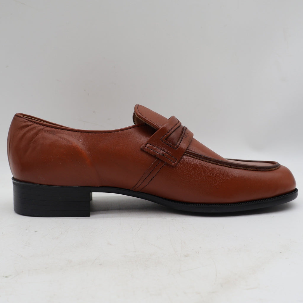 Barclay Penny Loafers Mens 8.5 D Vintage Brown Leather Moc Toe Made in USA - take2supply