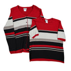 Company Collection Sweater Set Womens M Red Black Striped Cardigan Top USA NWT - take2supply