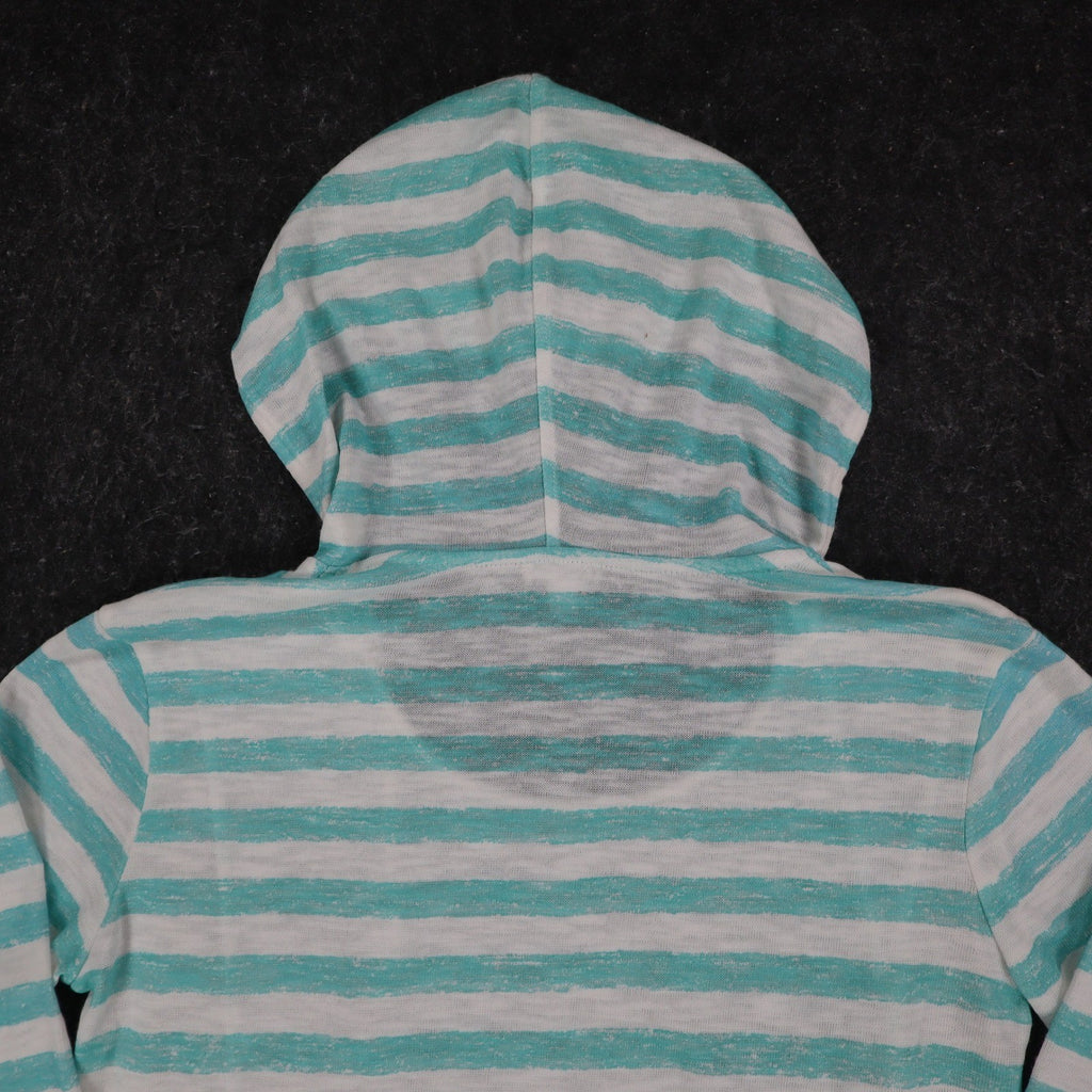 Tribal Jeans Womens M Aqua White Striped Lightweight Hooded Pullover Top NWT - take2supply