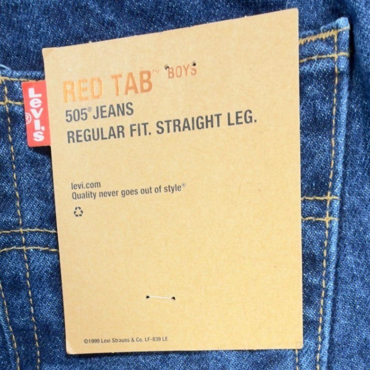 Levi's 505 Jeans Boys 11 Slim Blue Cotton Straight Vintage Y2K Deadstock - take2supply
