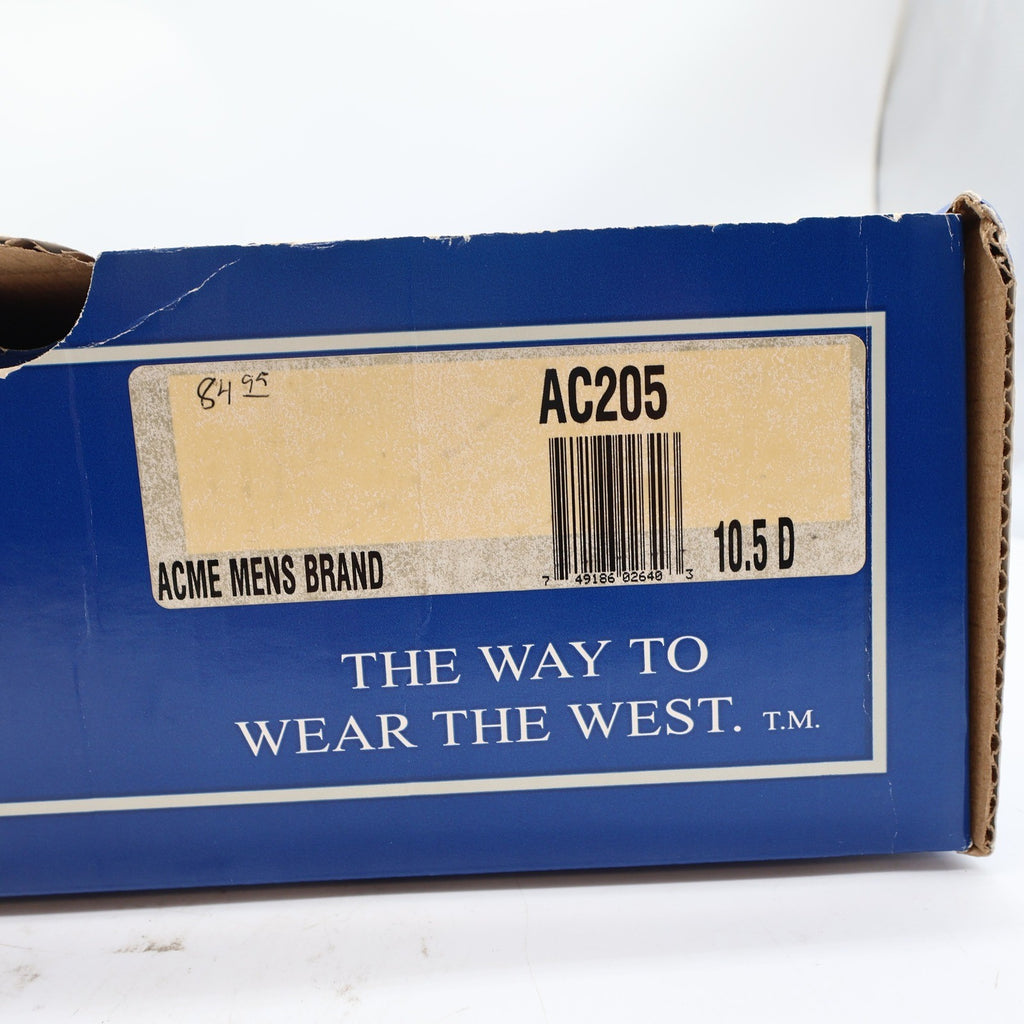 Acme Vintage Western Boots Mens 10.5 D Black Leather NWT AC205 Cowboy Deadstock - take2supply