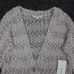 Erin London Cardigan Womens Small Stone Metallic Eyelash Fuzzy Knit Bell Sleeve - take2supply