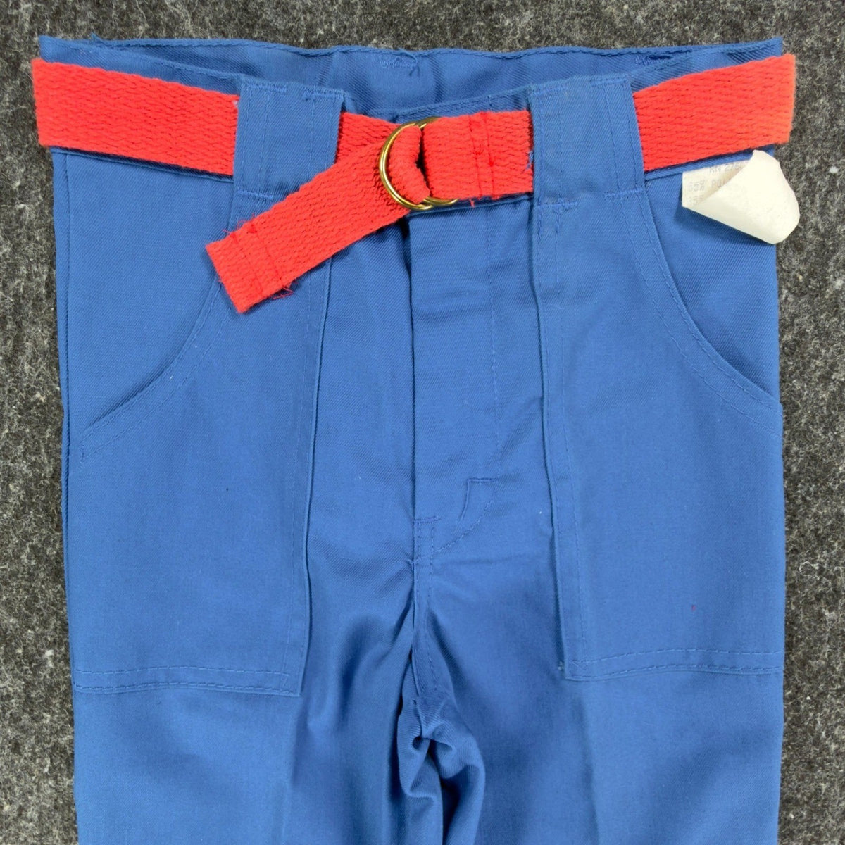 Vintage 70s Kids Trousers Boys 5 Slim Royal Blue Poly Cotton NWT C546 - take2supply