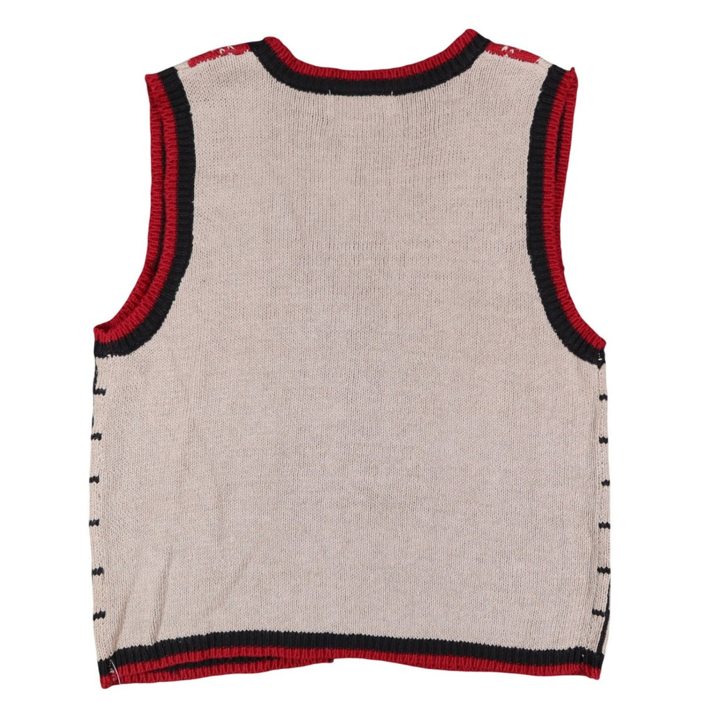 SML Sport Ltd Sweater Vest Womens M Vintage 1996 Argyle Knit Tan Red Black - take2supply