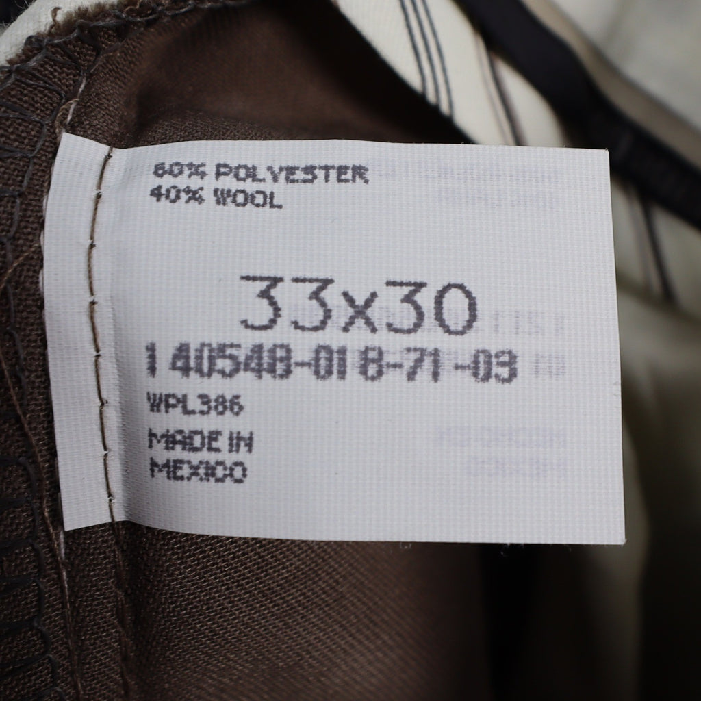 Haggar Dress Pants Mens 33x30 Pleated Wool Blend Brown Cuffed Deadstock - take2supply