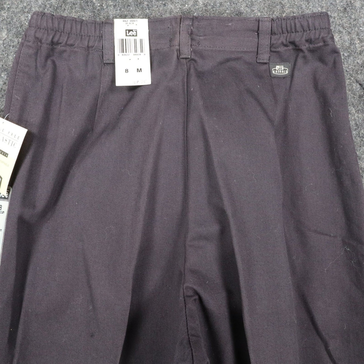 Lee Casuals Pleated Pants Womens 8M Vintage 90s Black Cotton Side Elastic NWT - take2supply