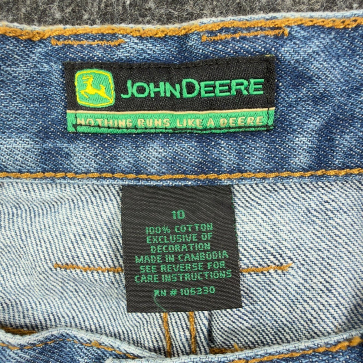 John Deere Y2K Carpenter Shorts Girls 10 Blue Stone Wash Denim NWT - take2supply