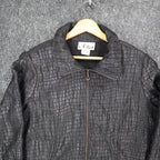 N Touch Jacket Womens 10 Black Textured Puckered Zip Front Mock Neck NWT - take2supply