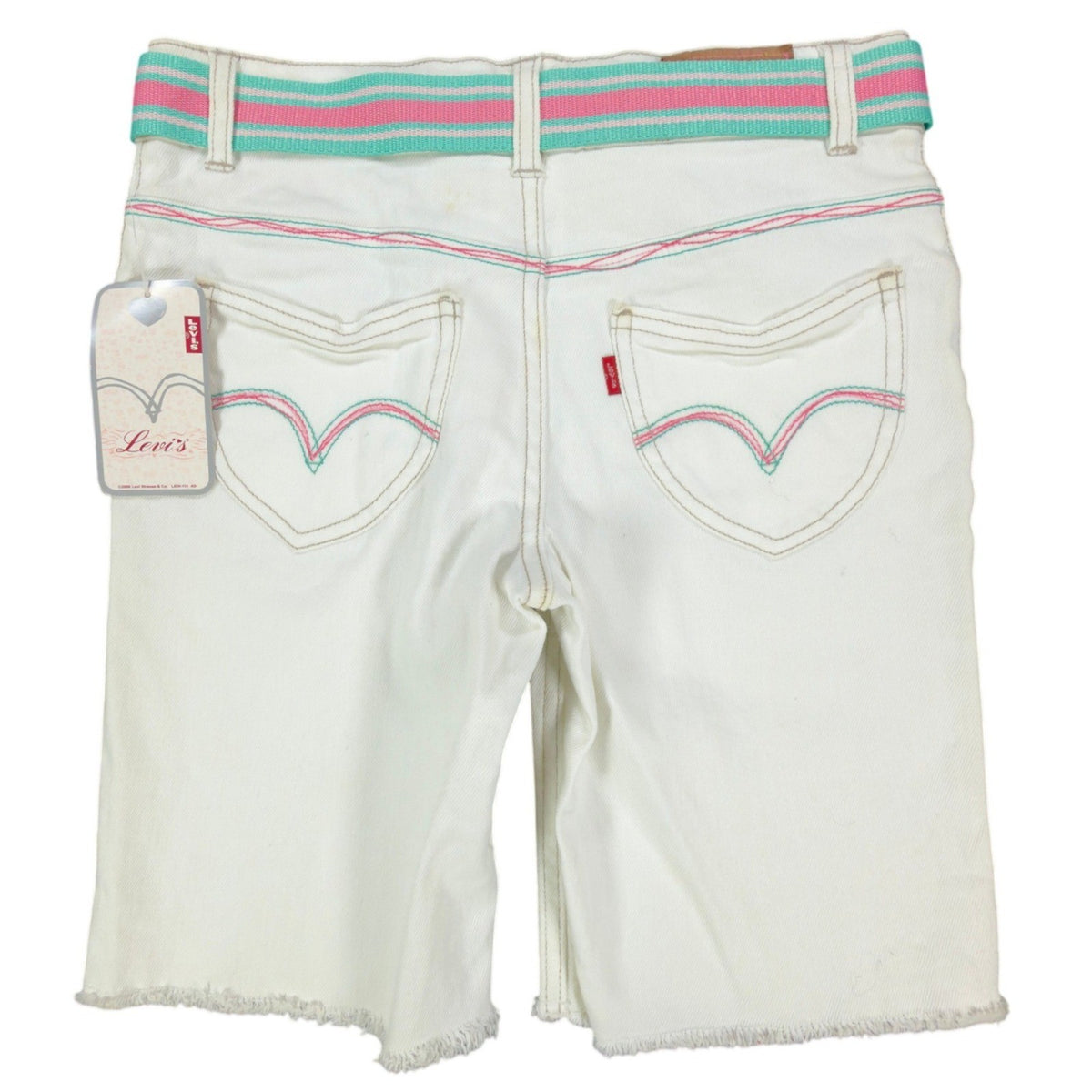 Levi's Y2K Bermuda Shorts Girls 14 White Ramie Cotton NWT C681 - take2supply