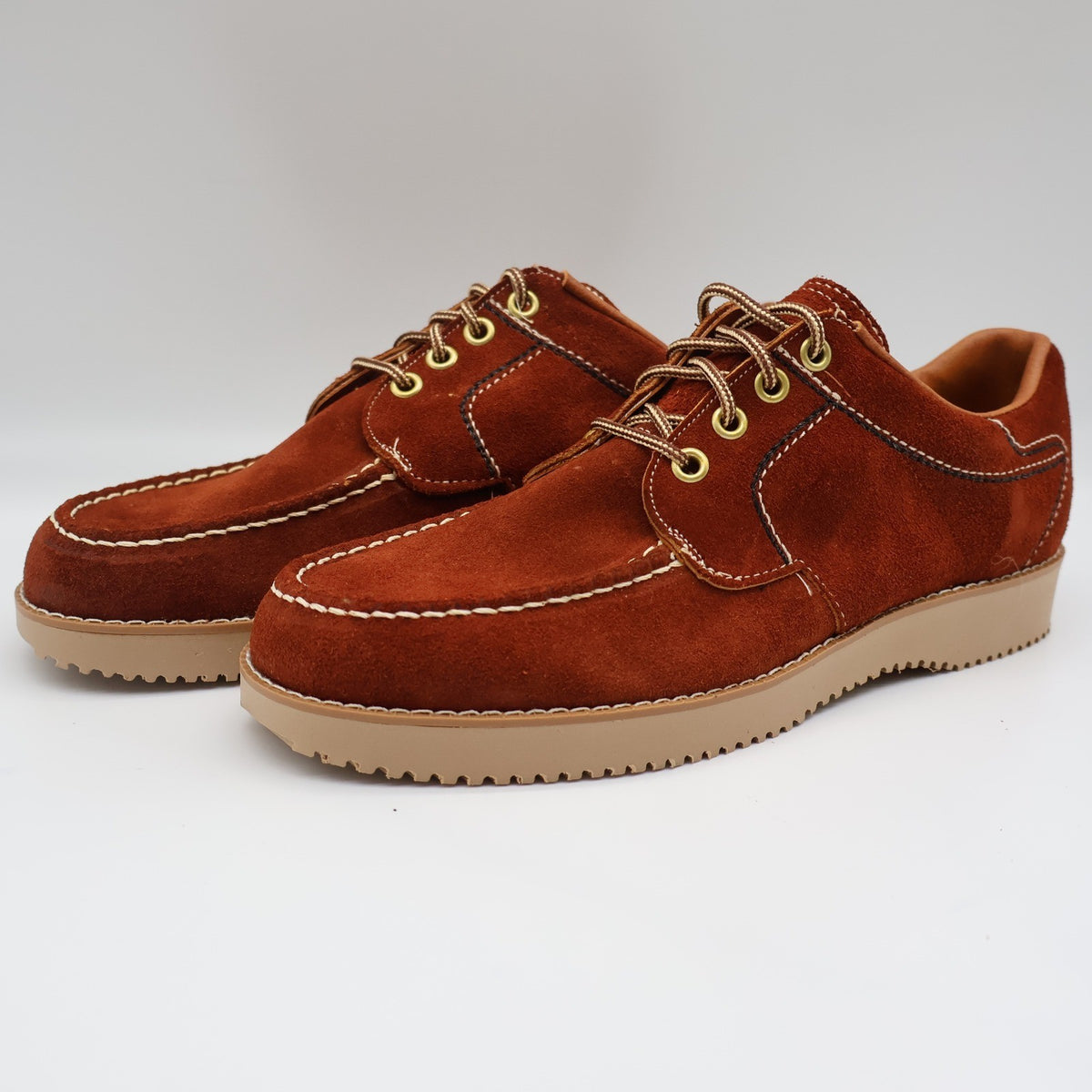 James Pepper Vintage 60s 70s Moc Toe Oxford Shoes Mens 6D Rust Suede Deadstock - take2supply