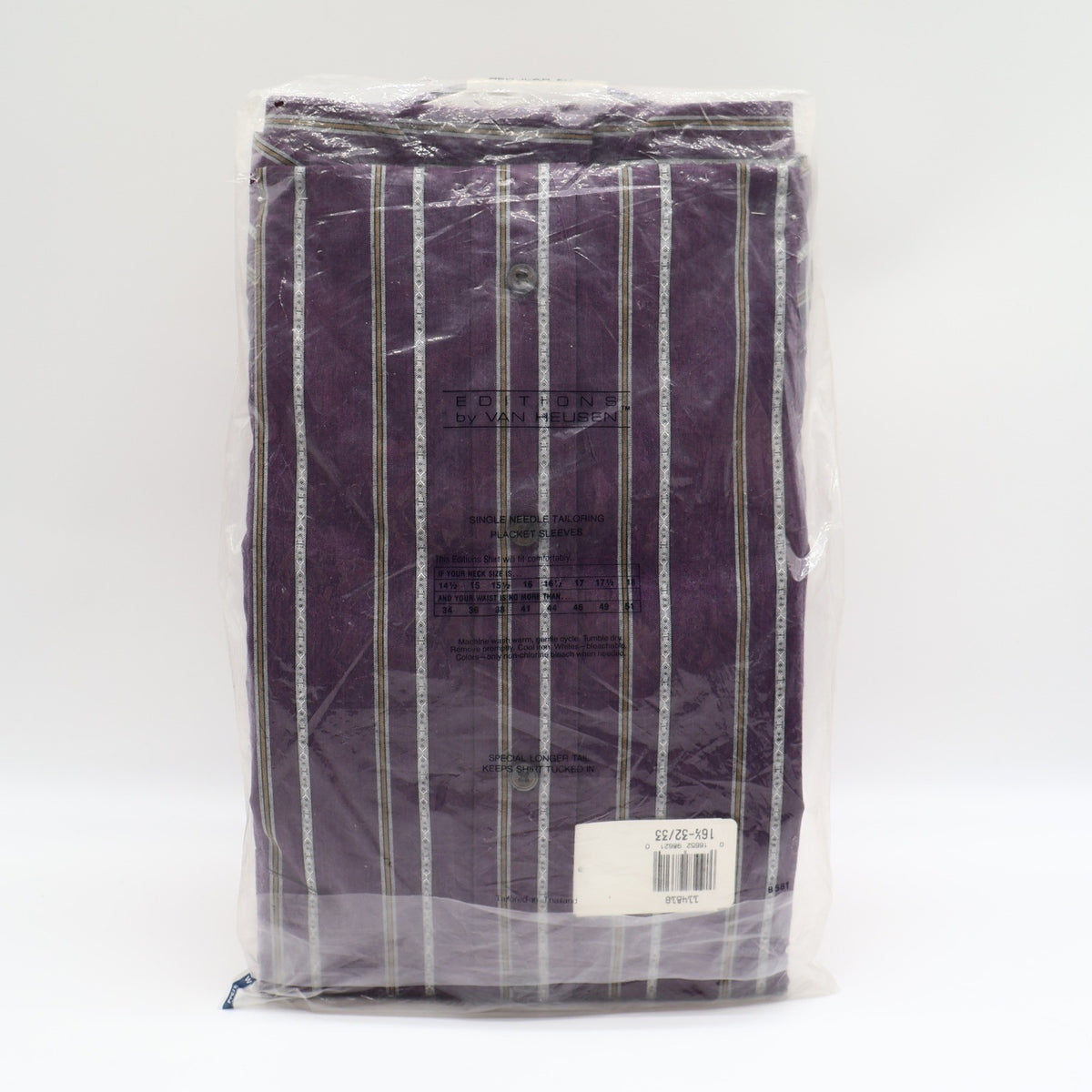 Van Heusen Dress Shirt Mens 16.5 32/33 Vintage 90s Purple Striped Deadstock NIP - take2supply