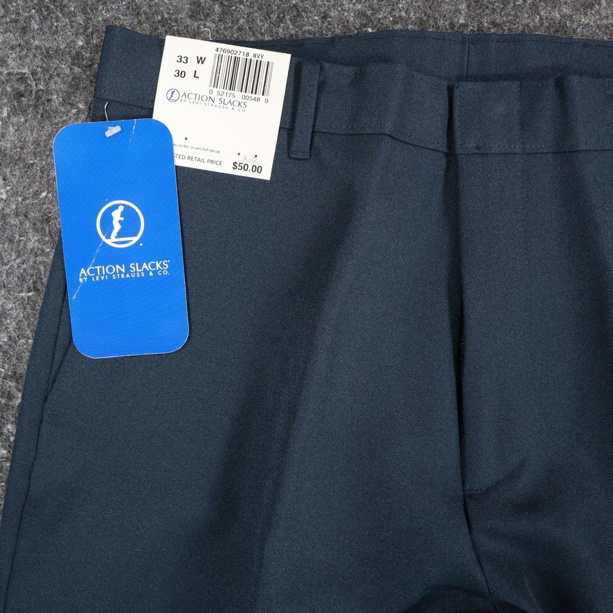 Levi Strauss Action Slacks Mens 33x30 Vintage 2001 Navy Blue Polyester Pants NWT - take2supply