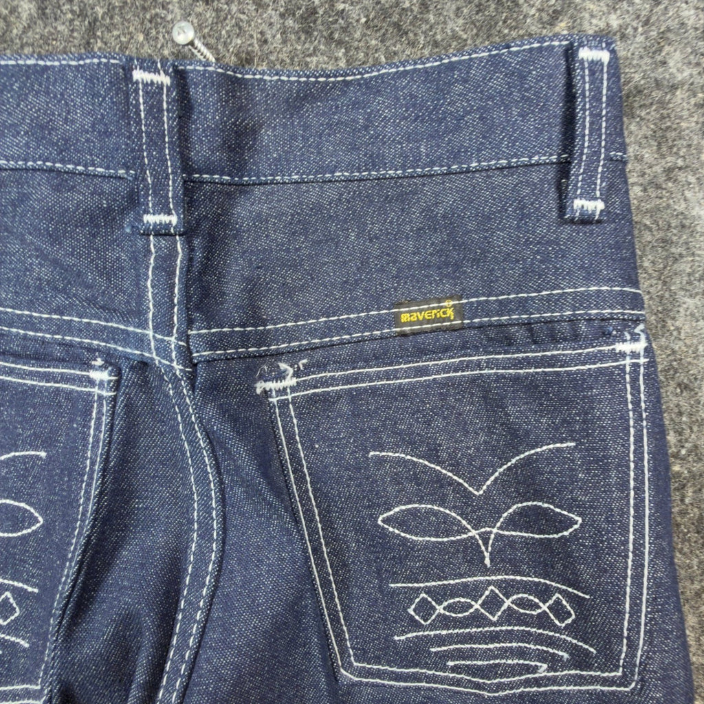 Maverick Vintage 70s Jeans Youth 16 Blue Dark Wash Flare Slim Deadstock - take2supply