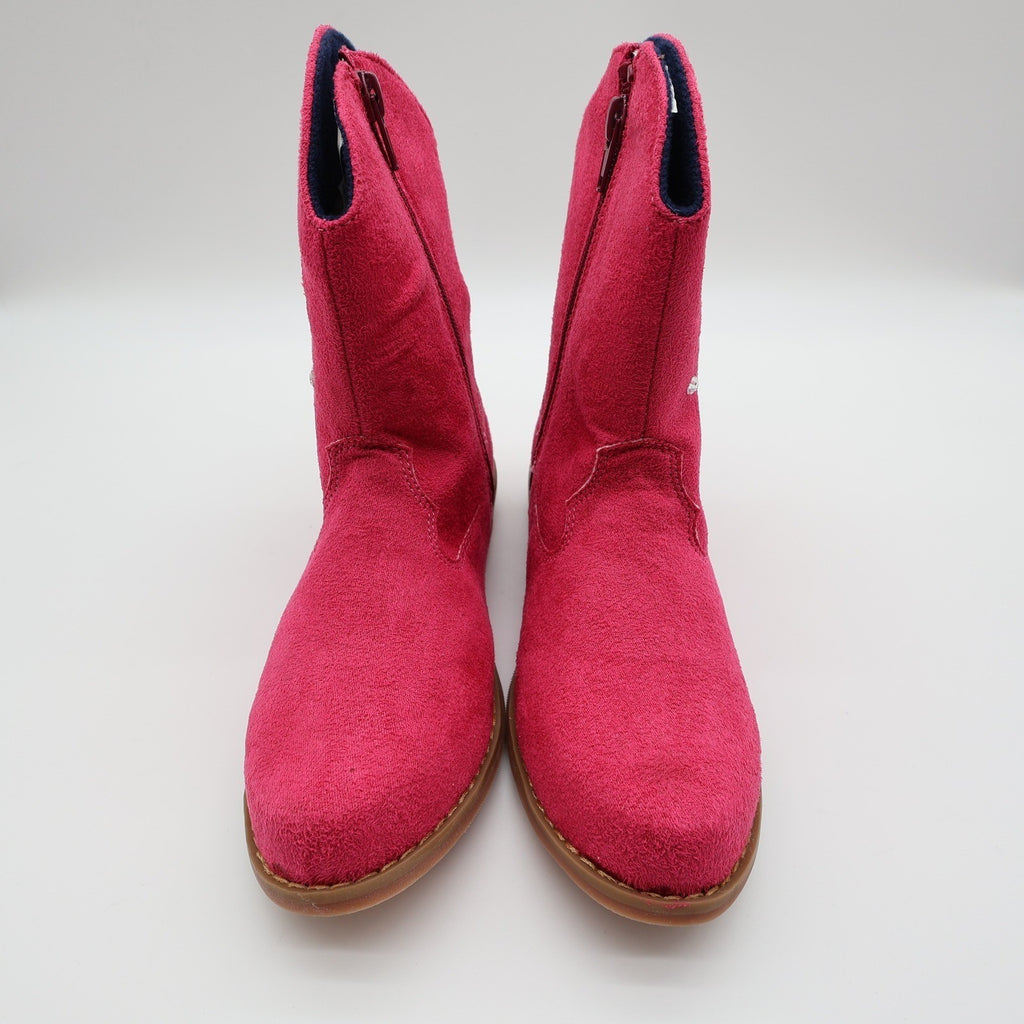 L'Amour Cowboy Boots Kids Size 2 Fuchsia Pink Faux Suede Rhinestone Studs V8400 - take2supply