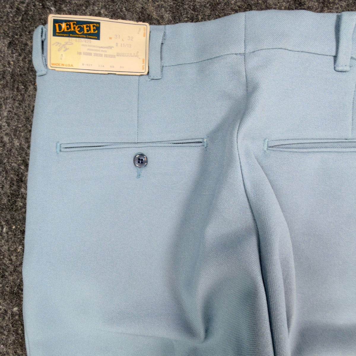 Dee Cee 70s Dress Pants Mens 31x32 Light Blue Stretch Polyester Vintage NEW - take2supply
