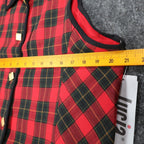 Lucia Plaid Vest Womens 14 Vintage 90s Red Tartan Gold Button Made in USA NWT - take2supply