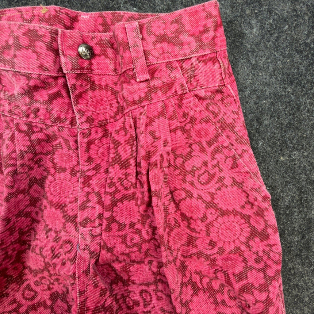Lee Vintage 80s Floral Casuals Pants Girls 14 Slim Pink USA Made NOS NWT - take2supply