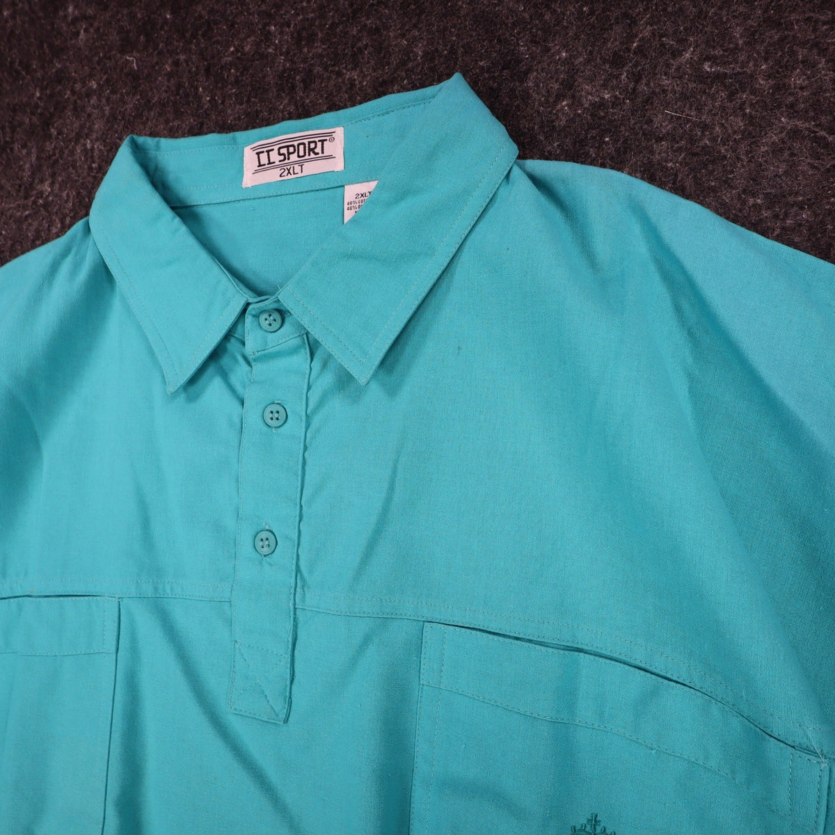CC Sport Polo Shirt Mens 2XLT Vintage 90s Teal Cotton Blend Banded Bottom NWT - take2supply