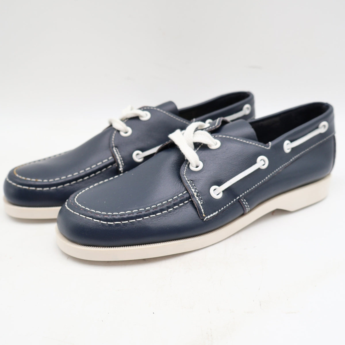 Webbs Boat Shoes Kids Size 2 C Vintage 80s Navy Leather Made in USA Deadstock - take2supply