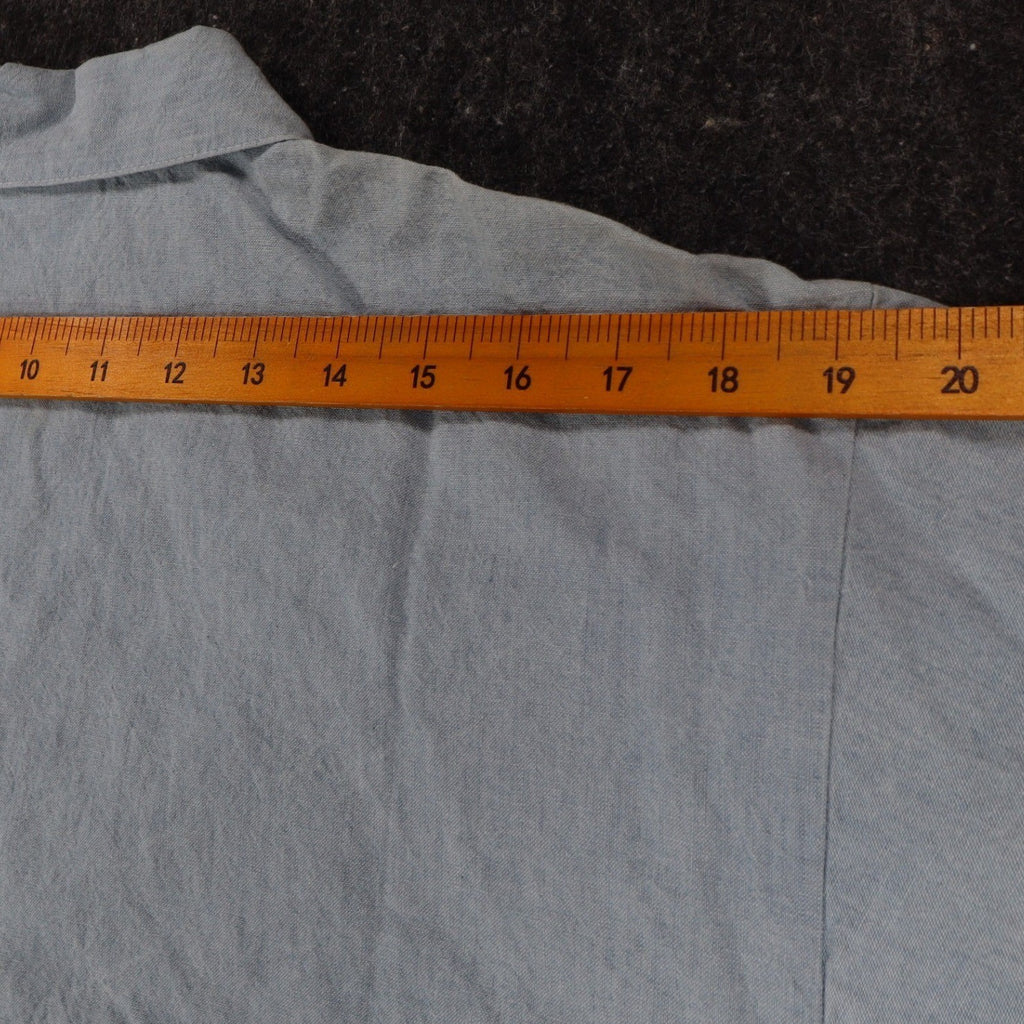 New Expressions Shirt Womens Medium Vintage Blue Cotton Ruffle Short Sleeve USA - take2supply