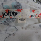 Jolt One Shoulder Top Womens Medium Ivory Butterfly Print Ruffle Lace Trim NWT - take2supply