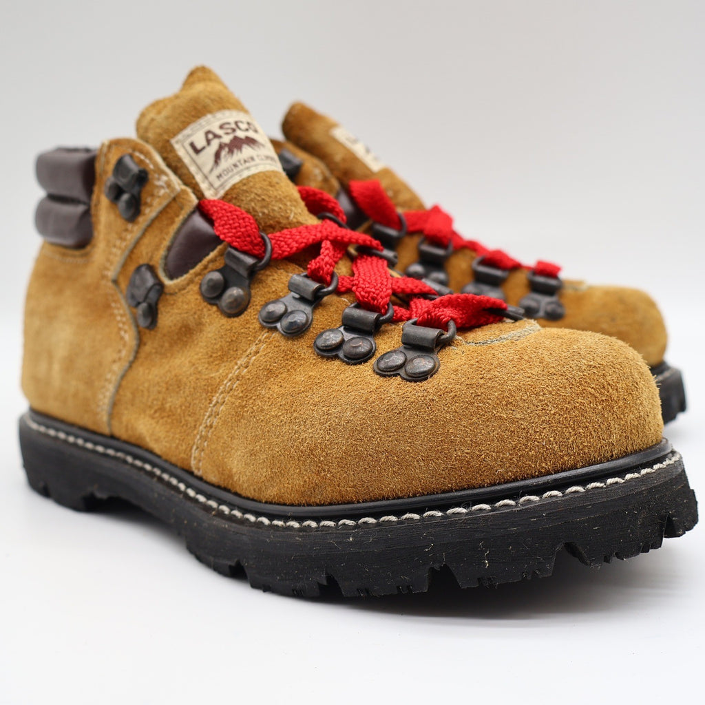 Lasco Mountain Climber Boots Size 4.5 Vintage Tan Suede Red Laces Deadstock - take2supply