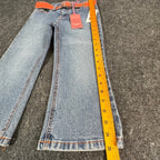 US Polo Assn Y2K Flare Jeans Girls 8 Blue Denim Stretch Belted NWT - take2supply