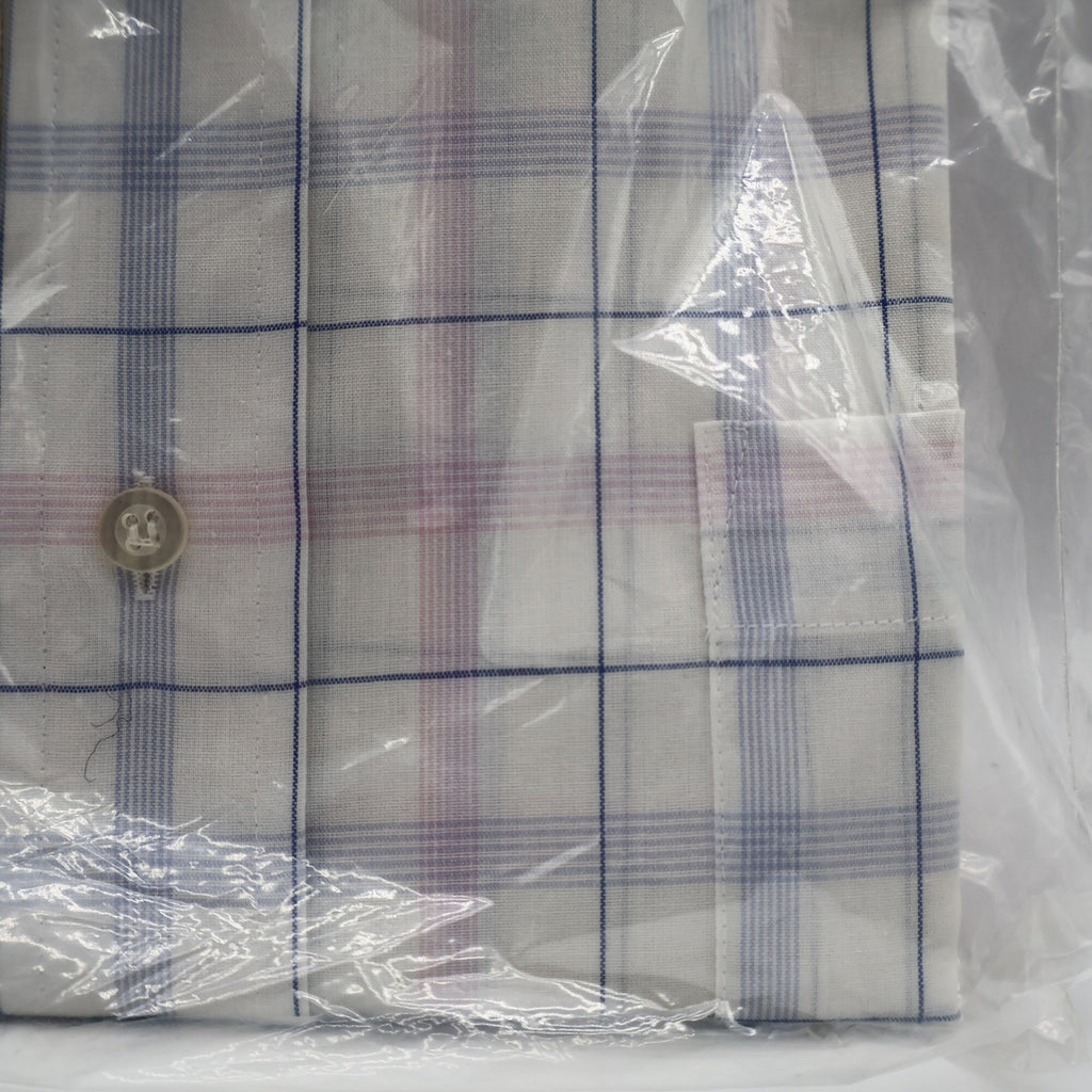 Mark VII Dress Shirt Mens 16 32/33 White Blue Pink Windowpane Plaid New Packaged - take2supply