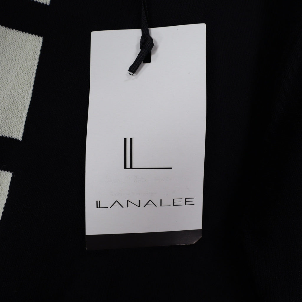 Lanalee Montreal Sweater Womens Large Black White Striped Colorblock Zip Back - take2supply