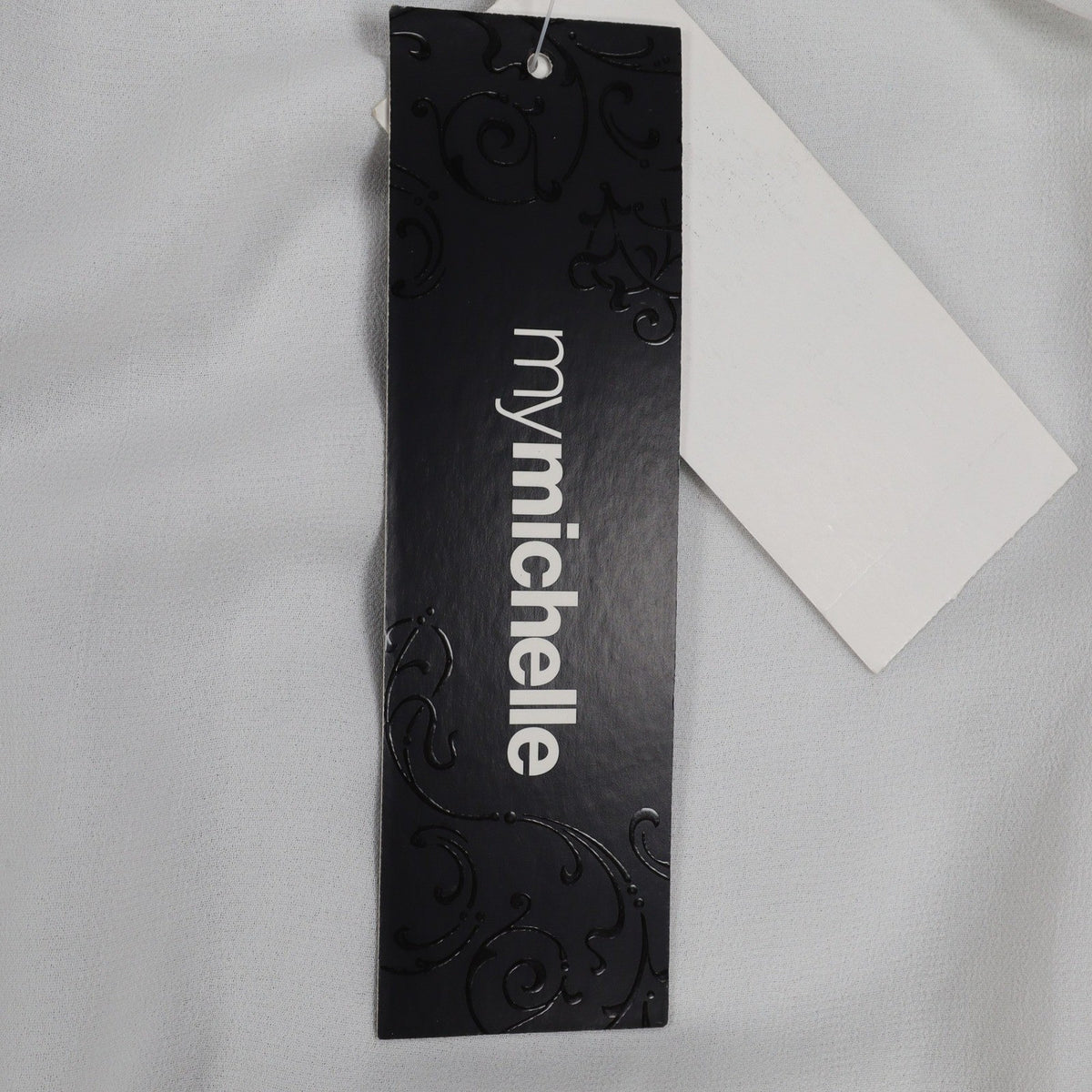 mymichelle Sleeveless Blouse Large White Black Bow Chiffon Faux Wrap Top - take2supply