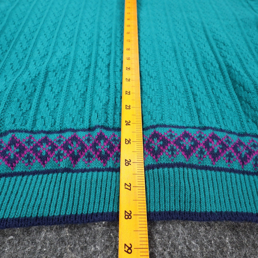 Cricket Lane Cardigan Women Medium Petite Vintage 90s Teal Acrylic Knit NWT USA - take2supply