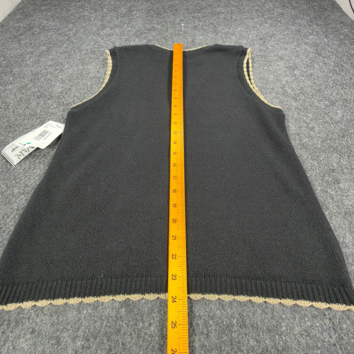 Southern Lady Vintage Angel Sweater Vest Womens M Black Metallic NWT Made in USA - take2supply