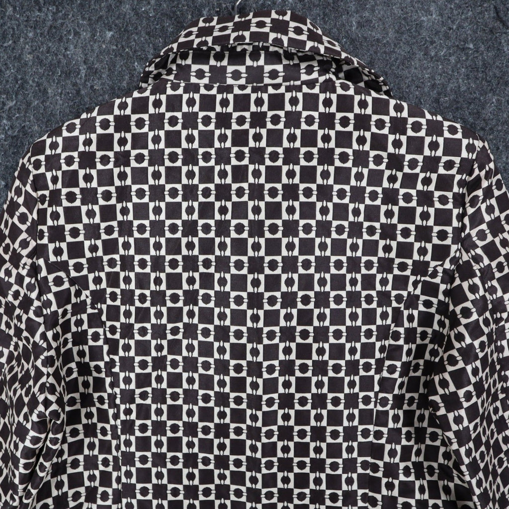 Moka Sport Geometric Box Check Coat Womens Size M Brown Beige Button Up Jacket - take2supply