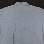 New Expressions Shirt Womens Medium Vintage Blue Cotton Ruffle Short Sleeve USA - take2supply
