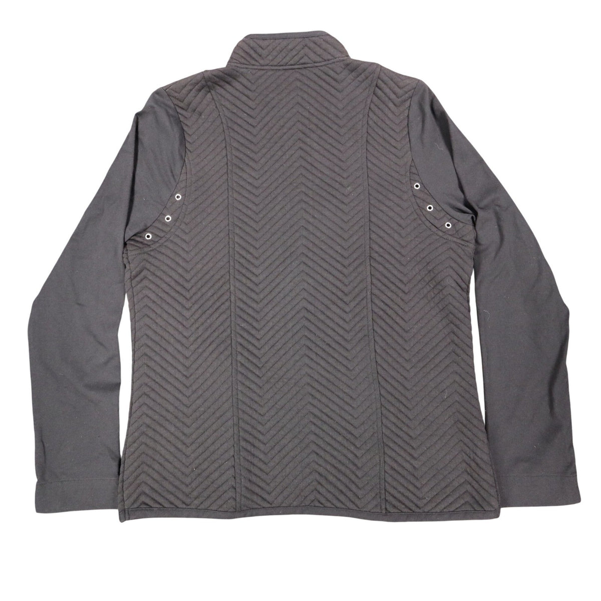 Erin London Quilted Zip Jacket Womens Small Black Chevron Mock Neck Grommet NEW - take2supply